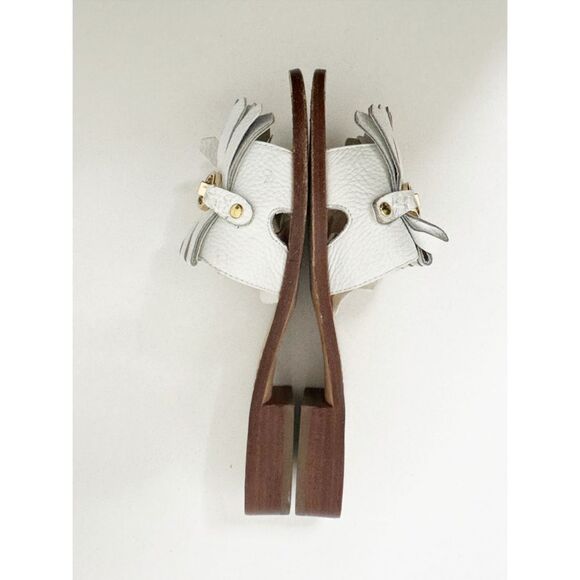 Kate Spade Brie White Leather Fringe Slide Sandal Size 7 - Picture 10 of 12